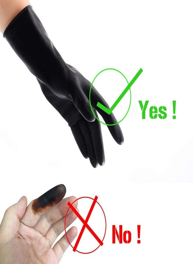 VOVOH 2Pcs Hair Dye Gloves, Black Reusable Rubber Gloves, Professional Hair Coloring Accessories for Hair Salon Dyeing(Size:S) - Image 5